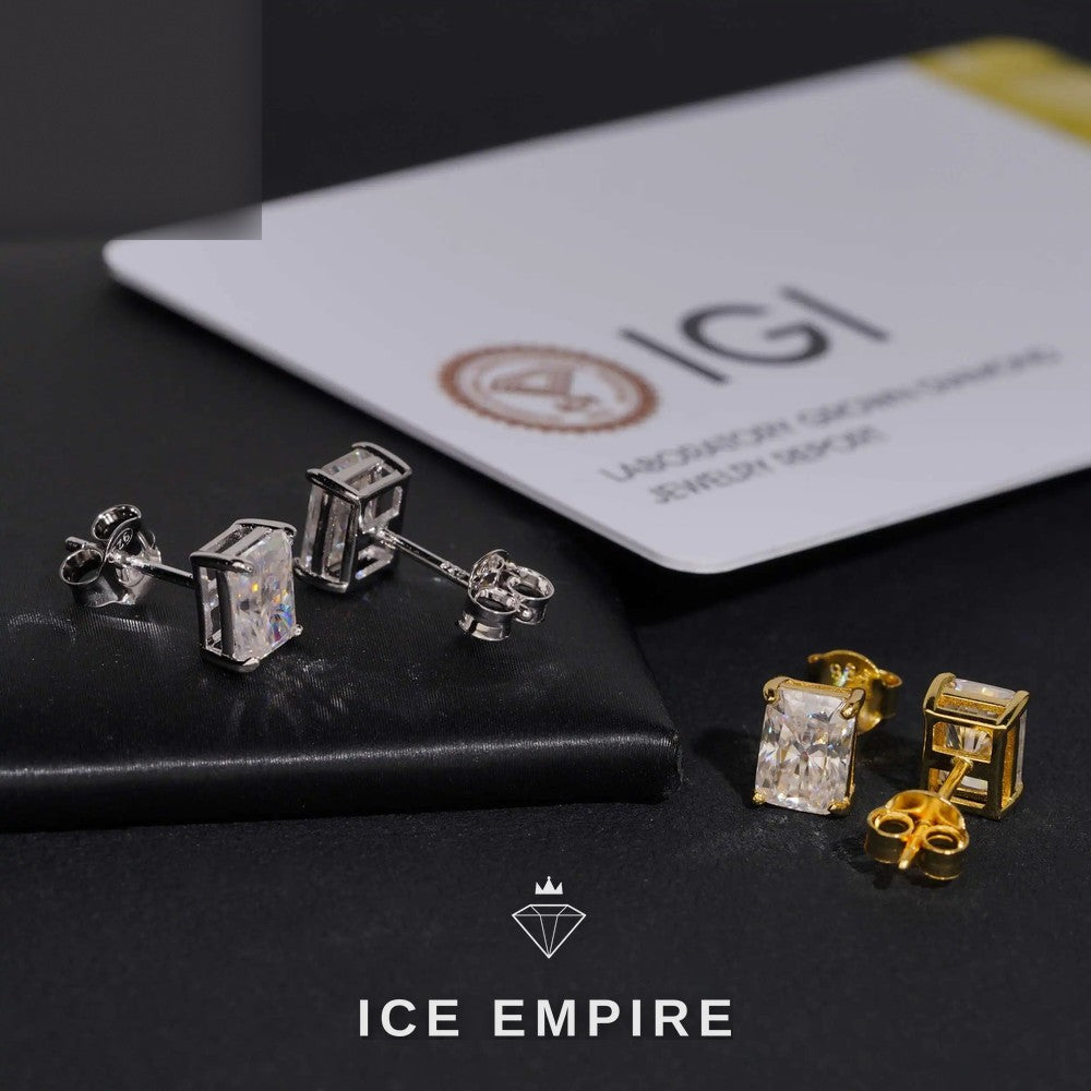 Iced Out 10K Gold Lab Grown Diamond Stud Earrings
