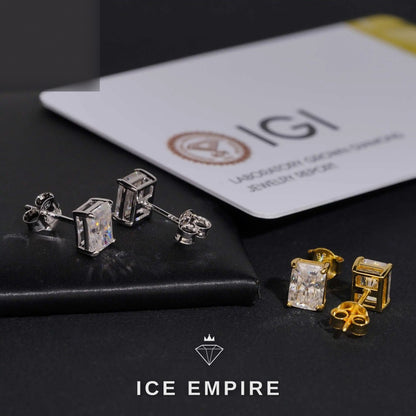 Iced Out 10K Gold Lab Grown Diamond Stud Earrings