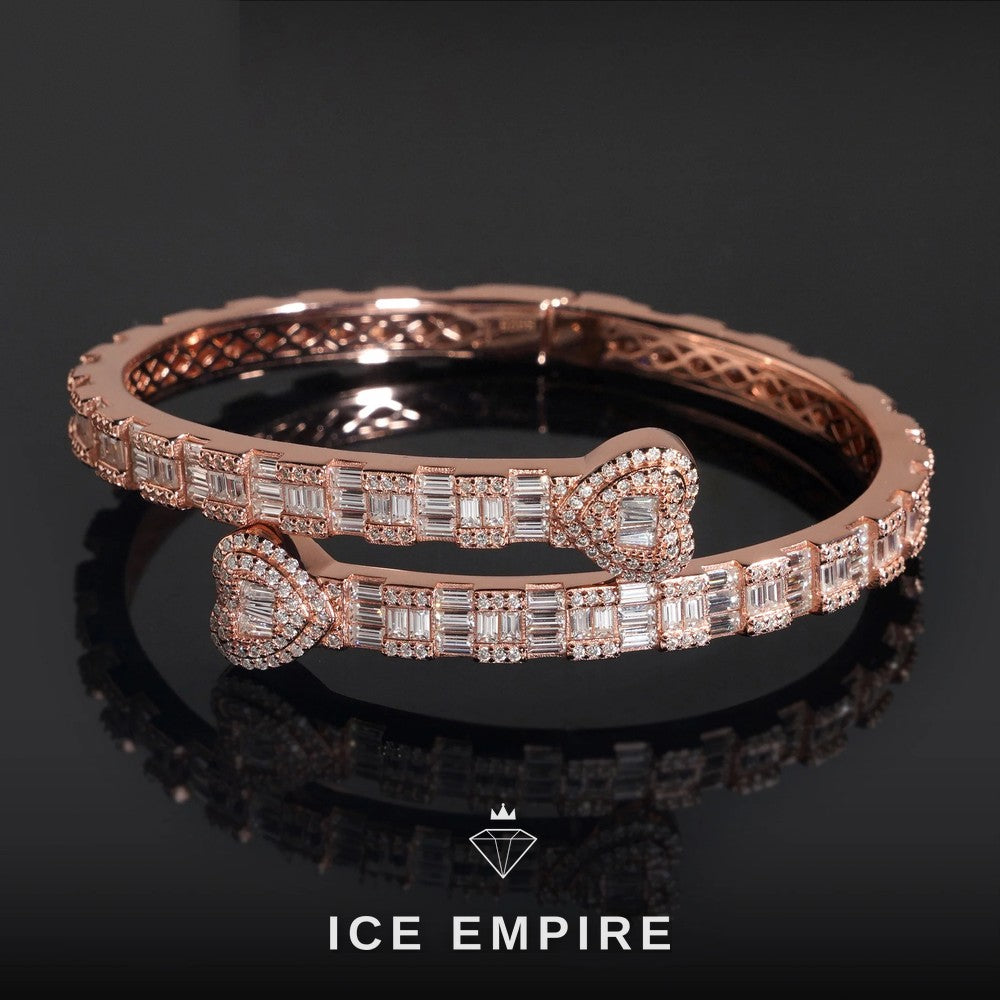 Iced Out Heart Rose Gold Plated Moissanite Bracelet