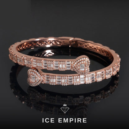 Iced Out Heart Rose Gold Plated Moissanite Bracelet