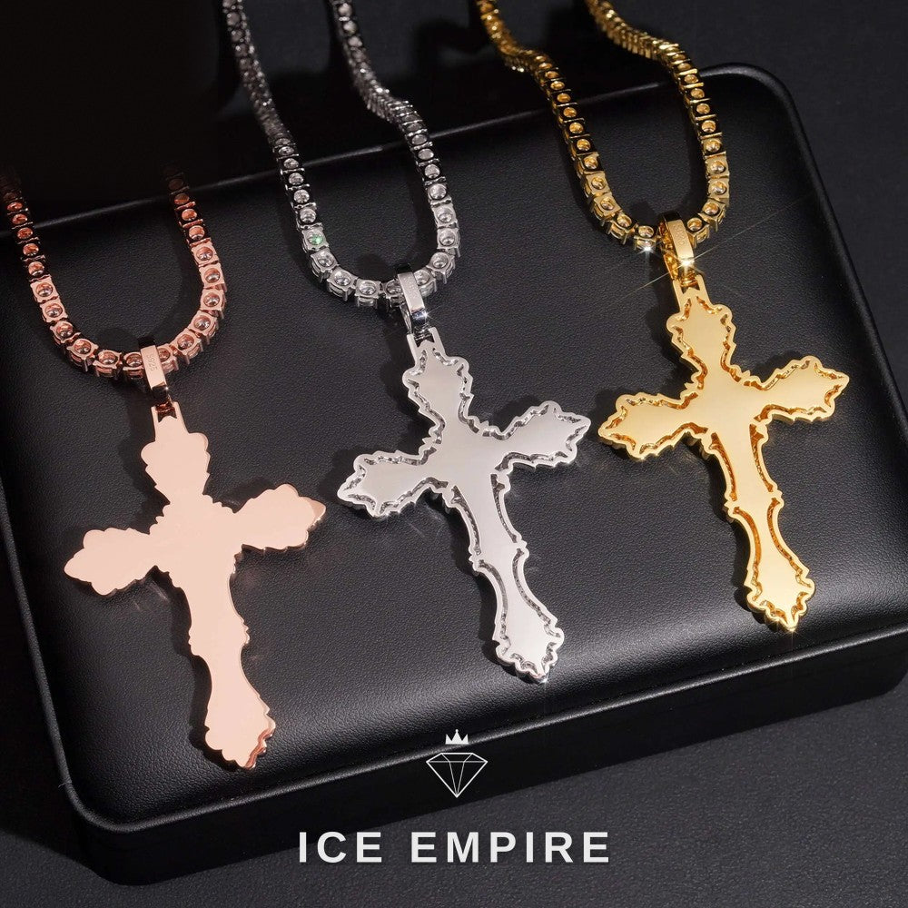 Iced Out Cross Gold Plated Moissanite Pendant