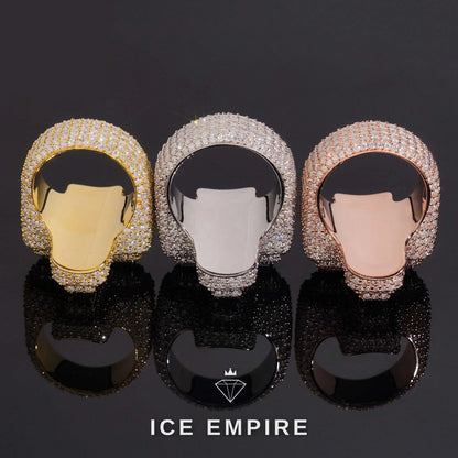 Iced Out Cross Gold Plated Moissanite Ring
