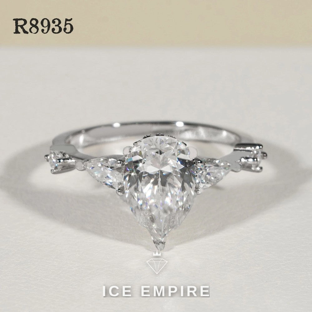 Iced Out 925 Silver Moissanite Engagement Ring