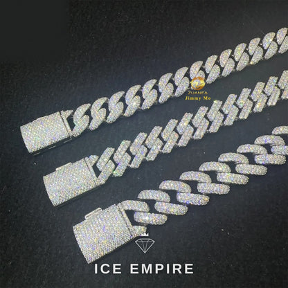 Iced Out 925 Silver Moissanite Cuban Chain
