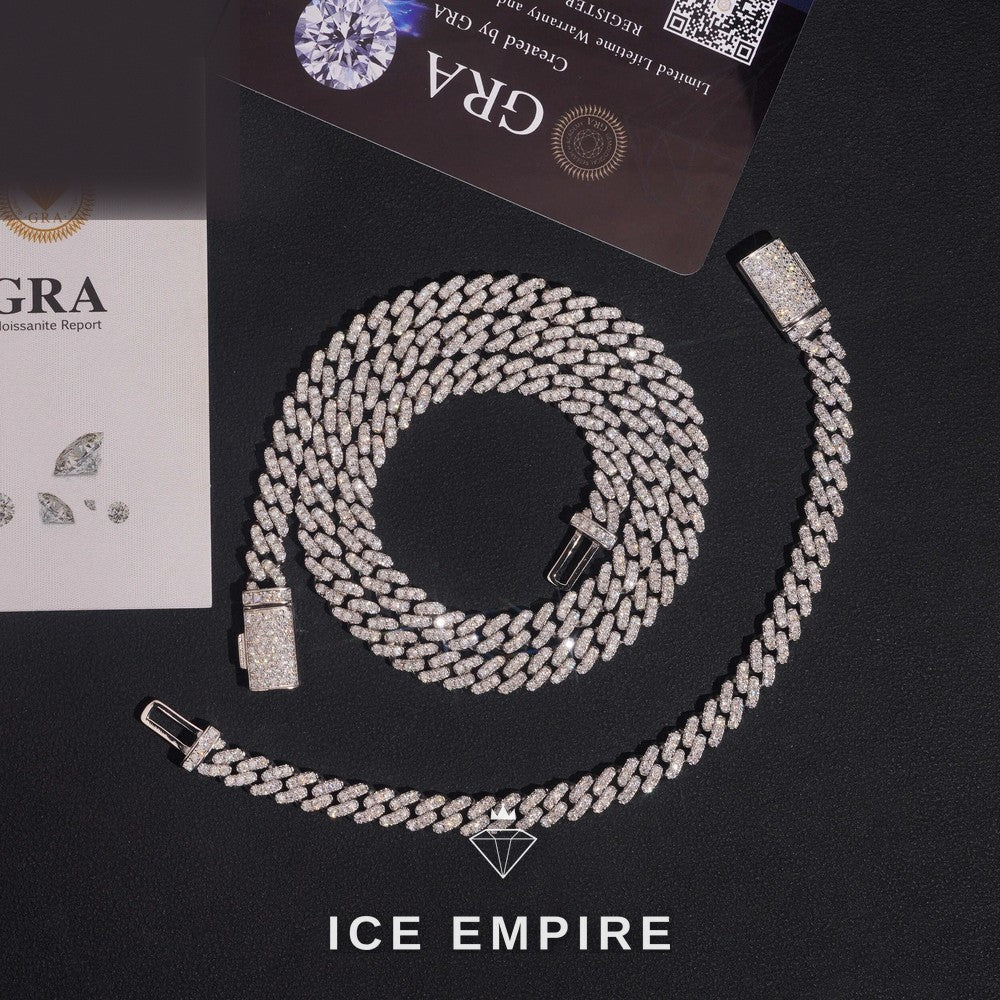 Iced Out 925 Silver Moissanite Cuban Chain
