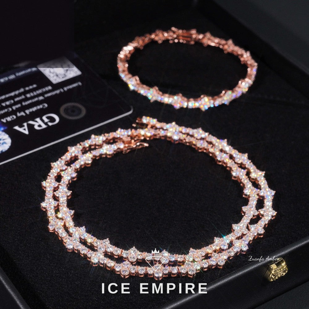 Iced Out Cross 14K Gold Moissanite Cuban Chain