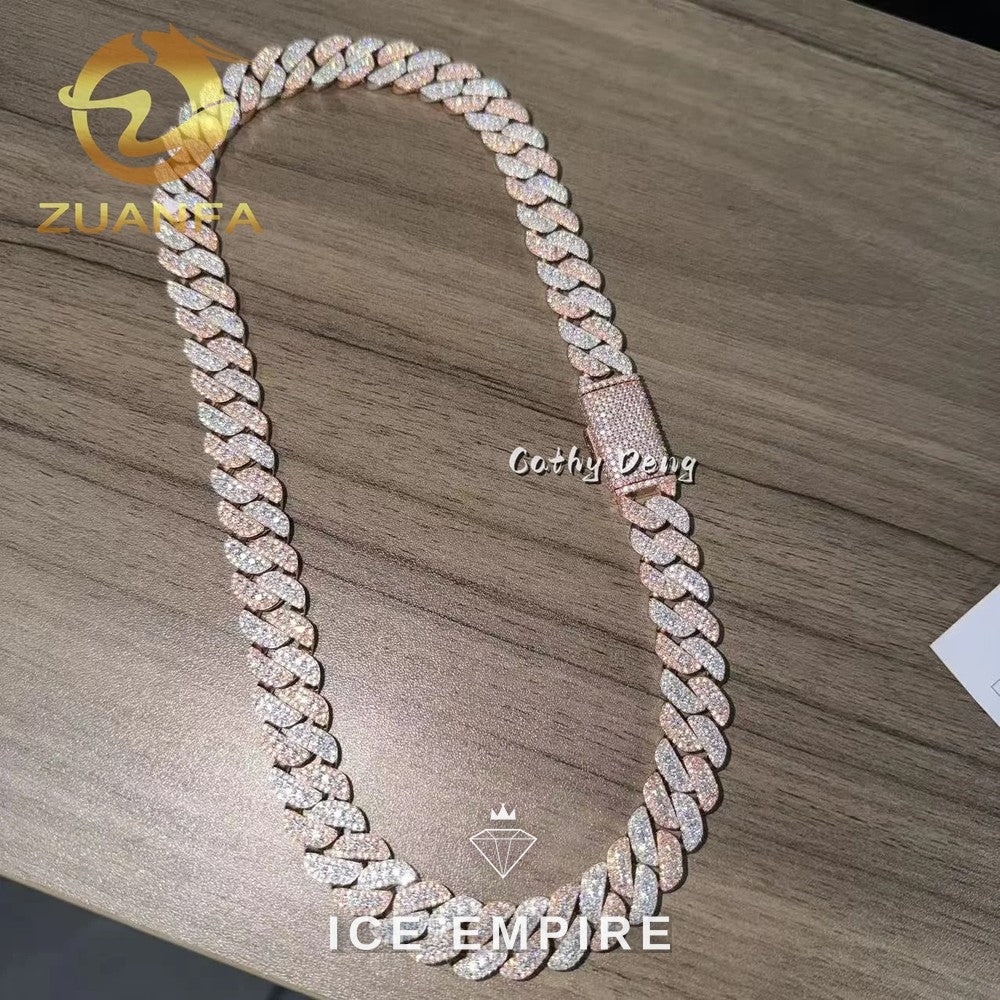 Iced Out Rose Gold Plated Moissanite Cuban Chain