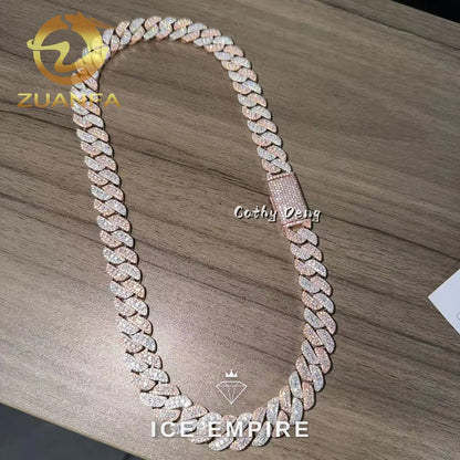 Iced Out Rose Gold Plated Moissanite Cuban Chain