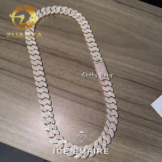 Iced Out Rose Gold Plated Moissanite Cuban Chain