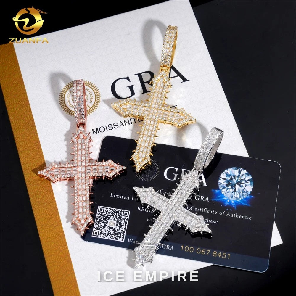 Iced Out Baguette Rose Gold Plated Moissanite Pendant