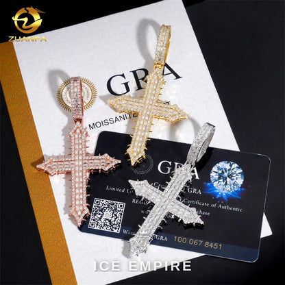 Iced Out Baguette Rose Gold Plated Moissanite Pendant