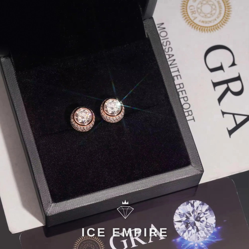 Iced Out Gold Plated Moissanite Stud Earrings