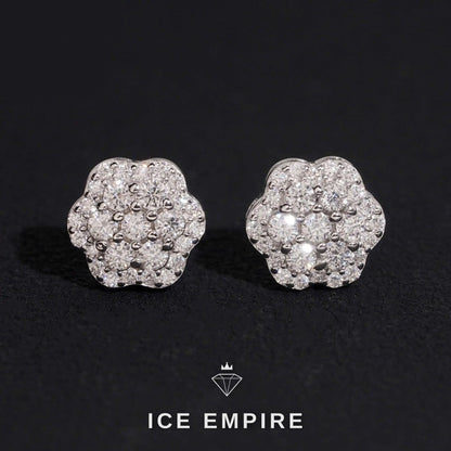 Iced Out 14K Gold Moissanite Stud Earrings