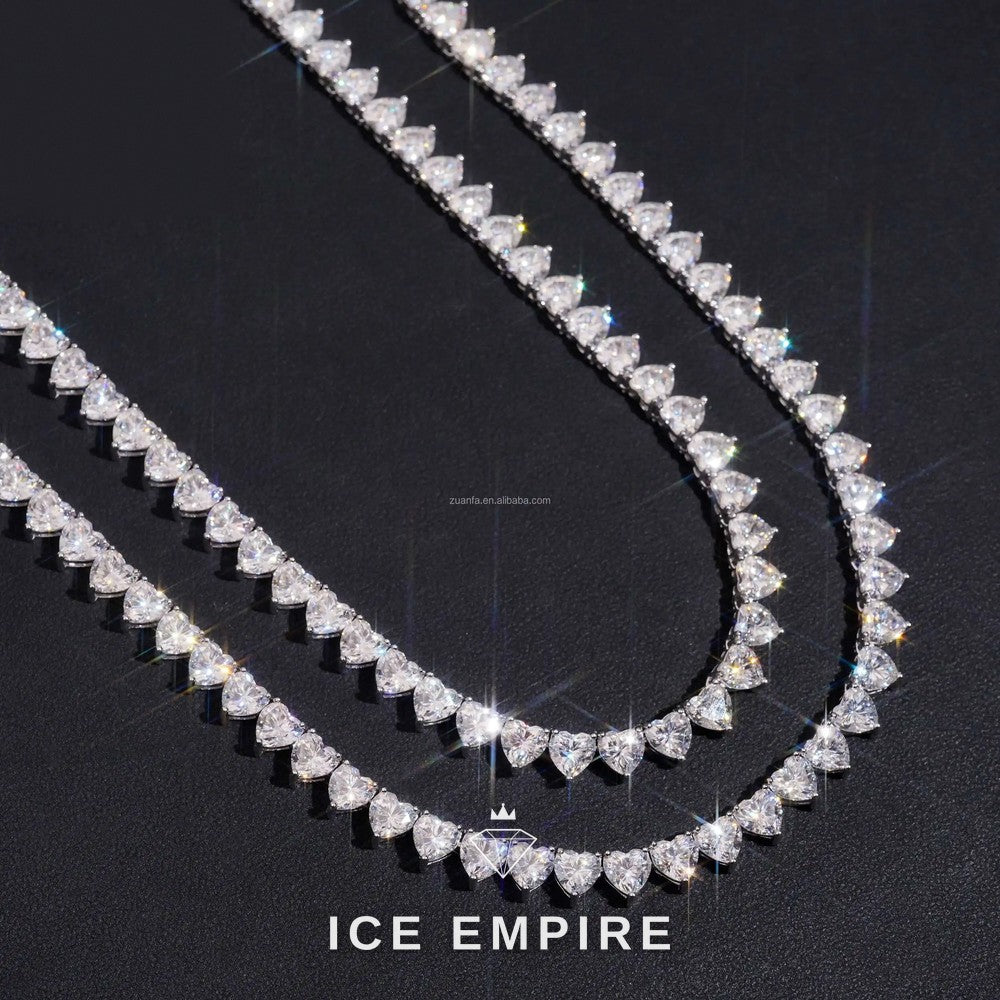 Iced Out Cluster 925 Silver Moissanite Cuban Chain