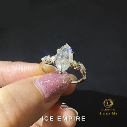 Iced Out 9K Gold Moissanite Engagement Ring