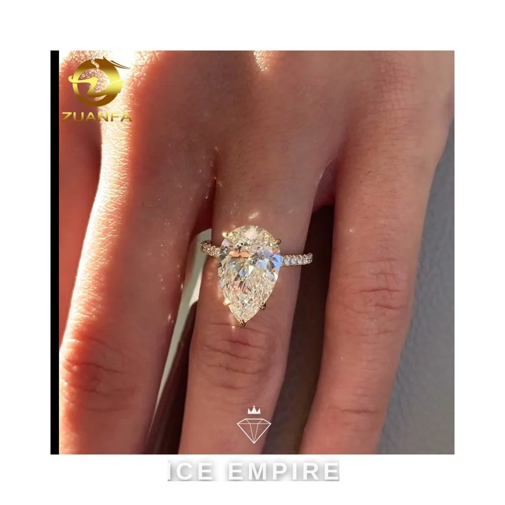 Iced Out 10K Gold Moissanite Engagement Ring