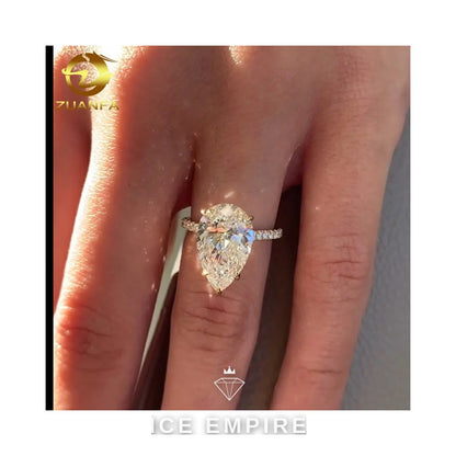 Iced Out 10K Gold Moissanite Engagement Ring