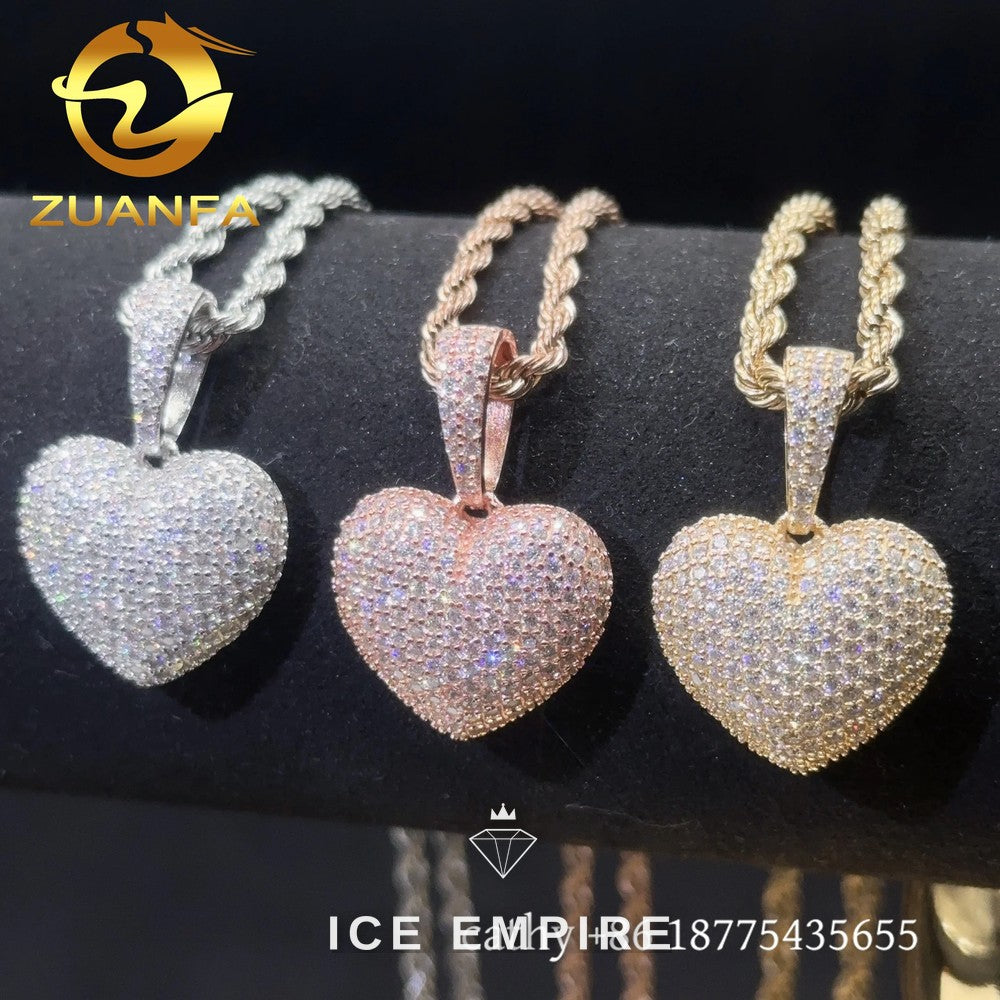 Iced Out Heart Rose Gold Plated Moissanite Pendant