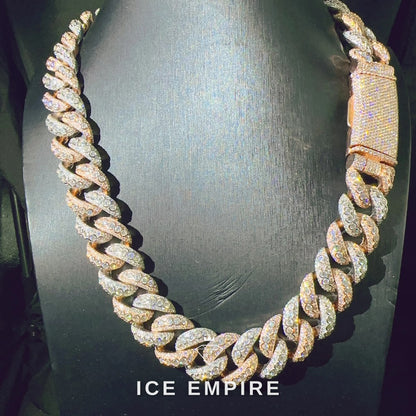 Iced Out Rose Gold Plated Moissanite Cuban Chain