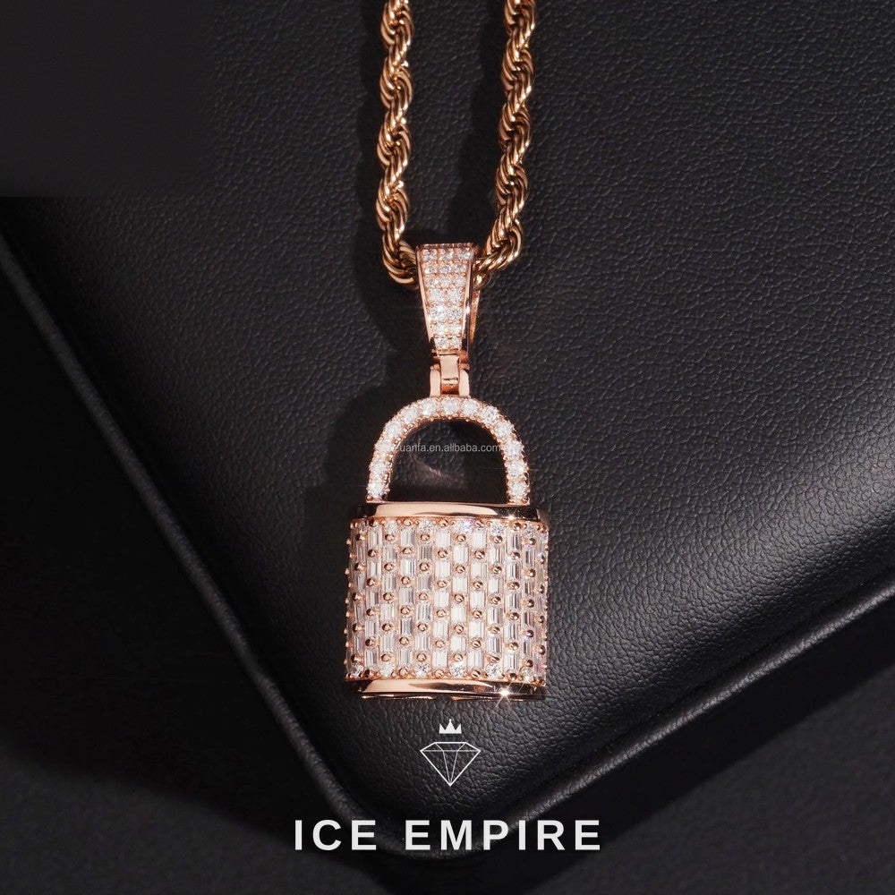 Iced Out Baguette 925 Silver Moissanite Pendant