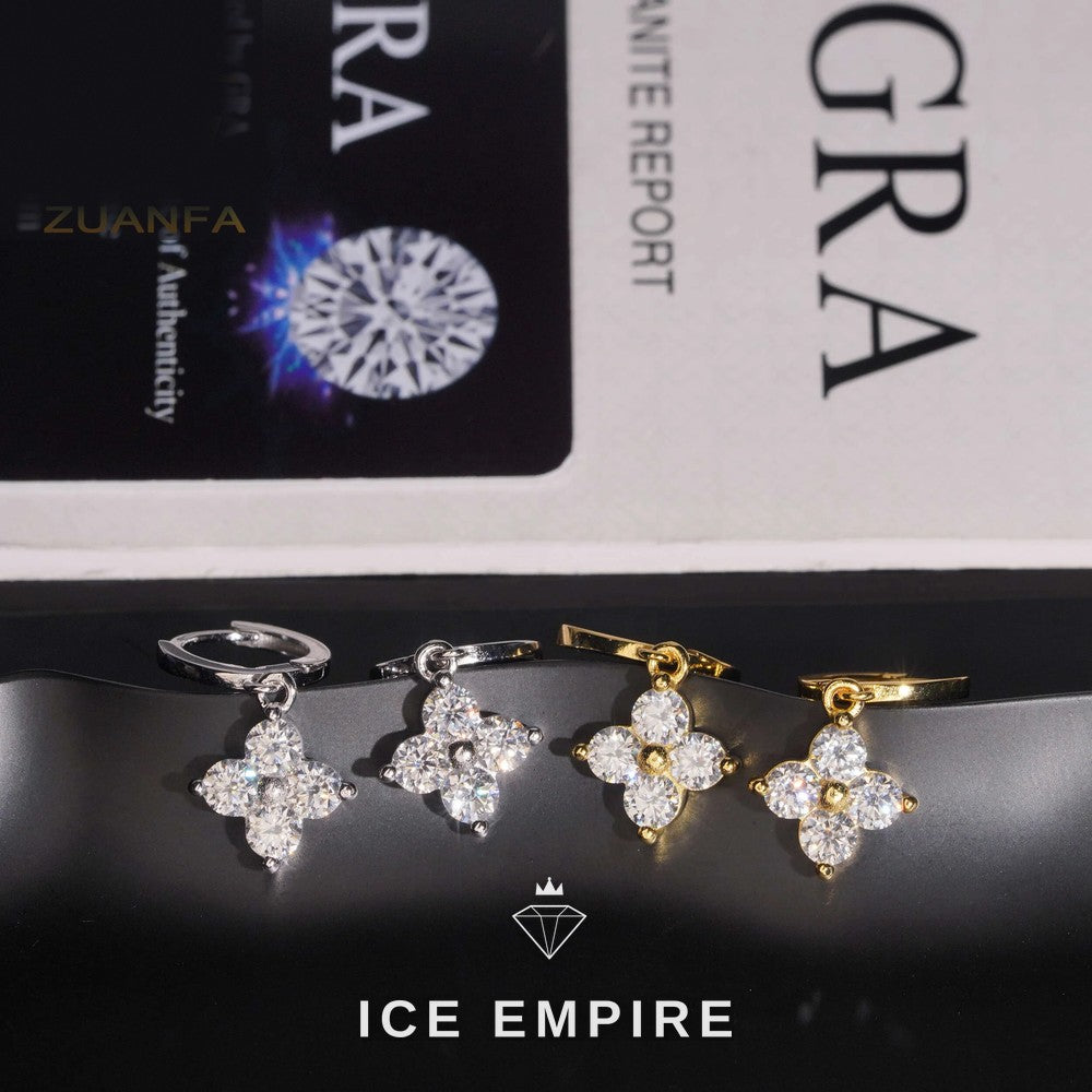 Iced Out 925 Silver Moissanite Hoop Earrings
