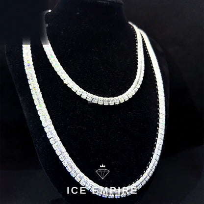 Iced Out Baguette 925 Silver Moissanite Cuban Chain