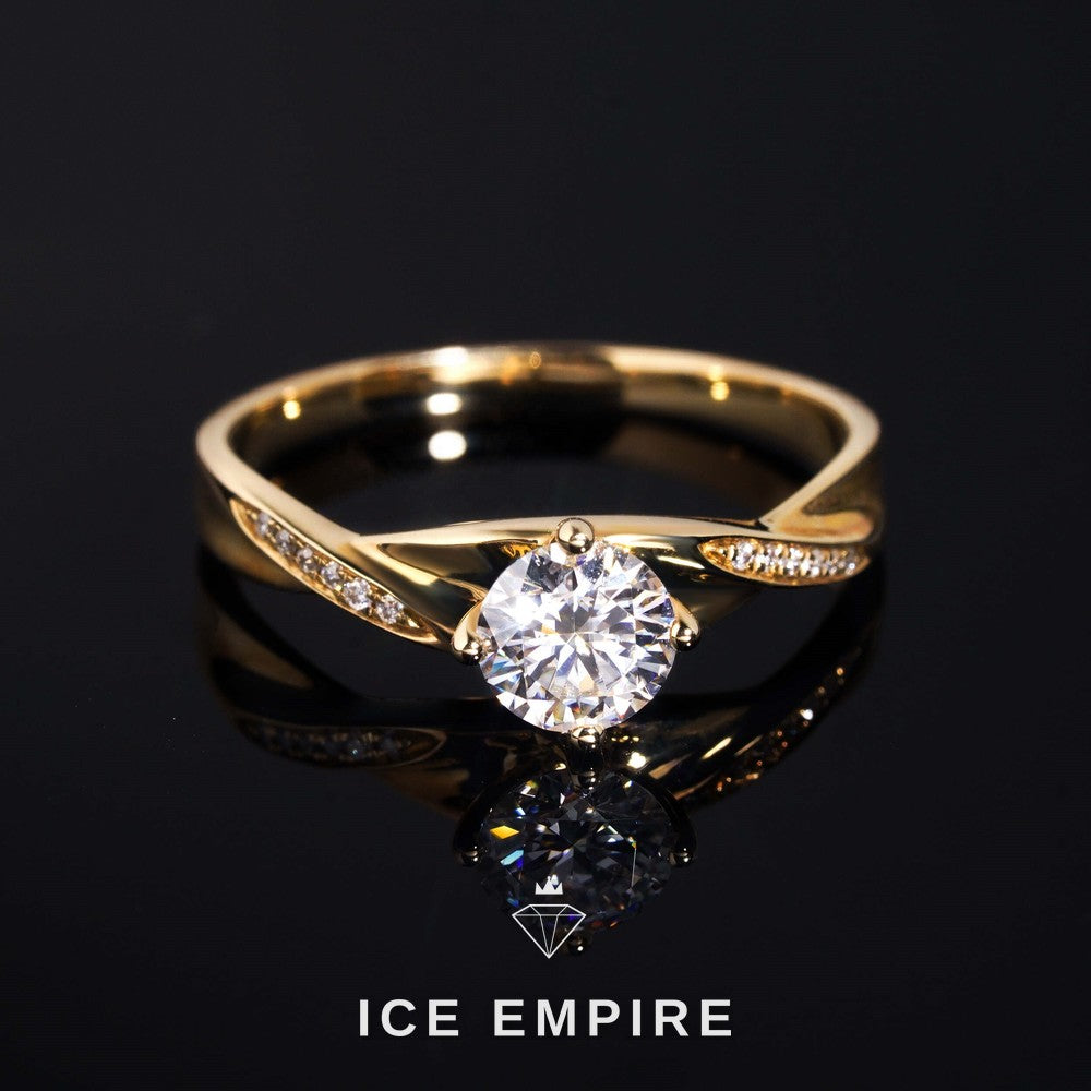 Iced Out Rose Gold Plated Moissanite Engagement Ring