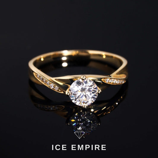 Iced Out Rose Gold Plated Moissanite Engagement Ring