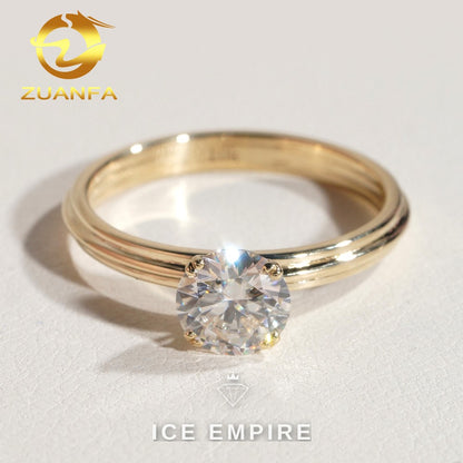 Iced Out 10K Gold Moissanite Engagement Ring