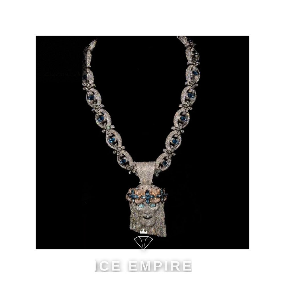 Iced Out 18K Gold Moissanite Pendant