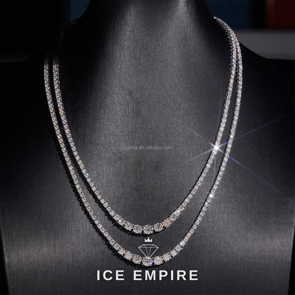 Iced Out Cluster 925 Silver Moissanite Cuban Chain