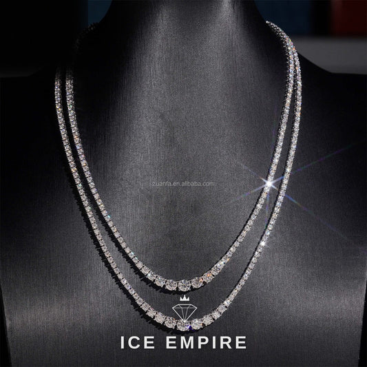 Iced Out Cluster 925 Silver Moissanite Cuban Chain