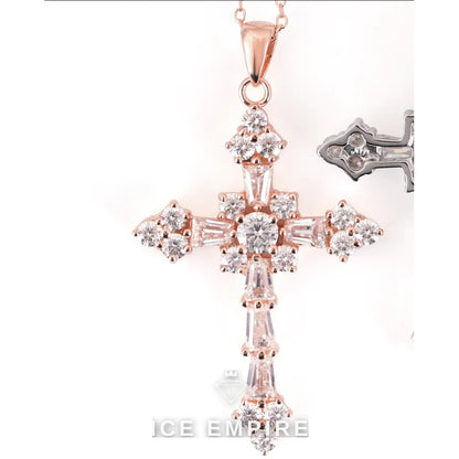 Iced Out Cross 925 Silver Pendant