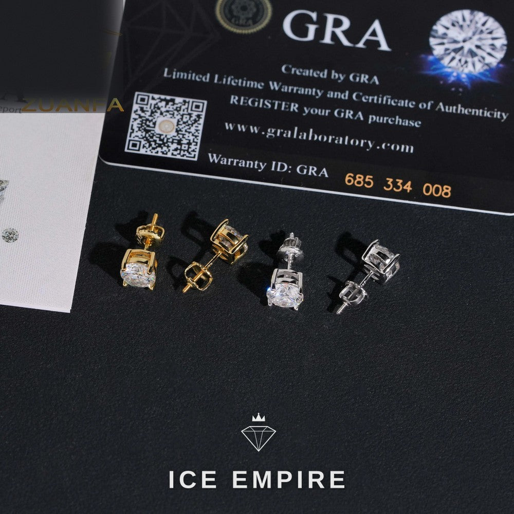 Iced Out Rose Gold Plated Moissanite Stud Earrings