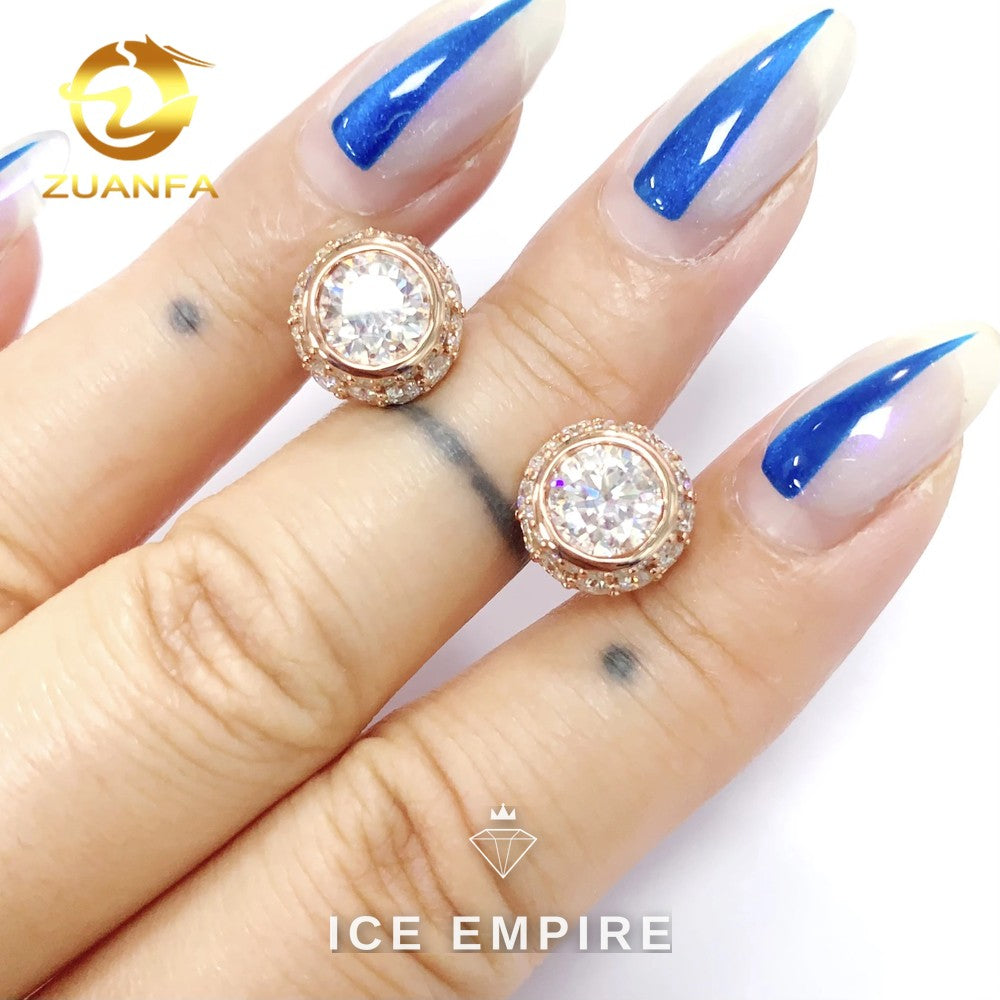 Iced Out 925 Silver Moissanite Stud Earrings