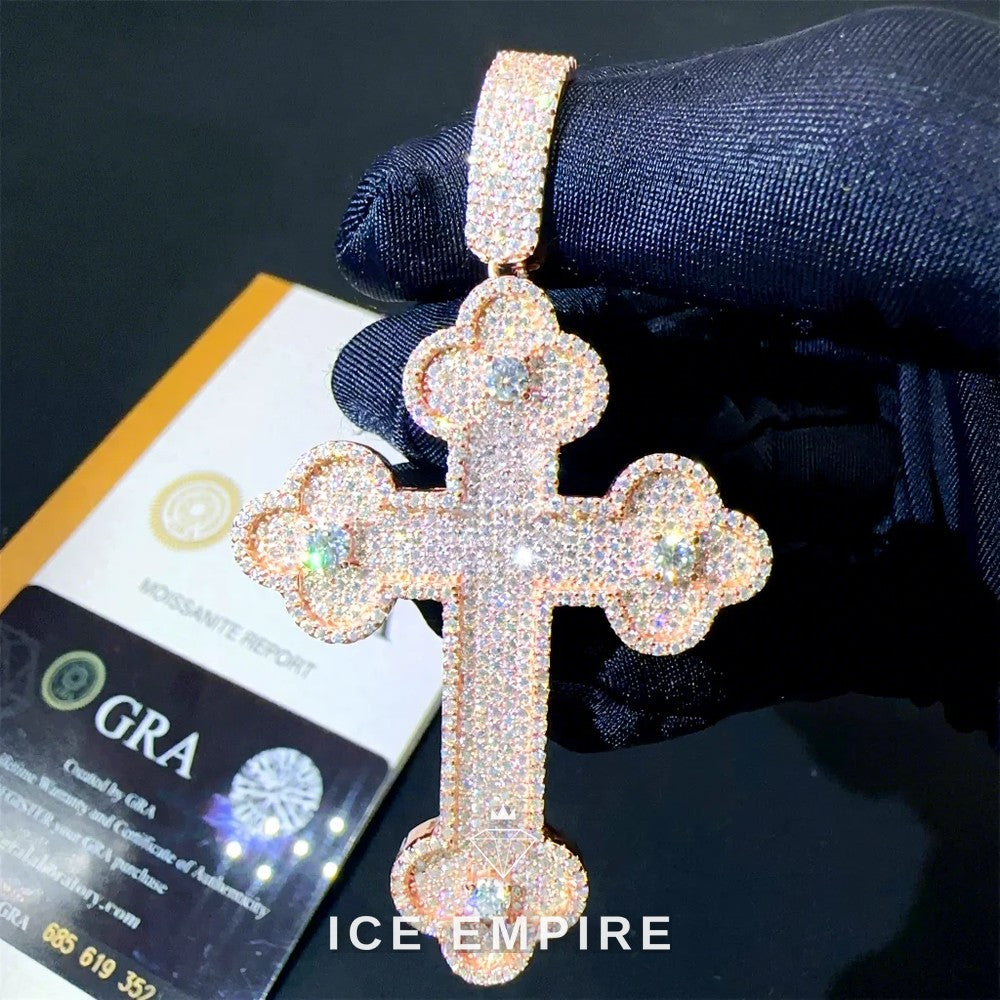 Iced Out Cross 925 Silver Moissanite Pendant
