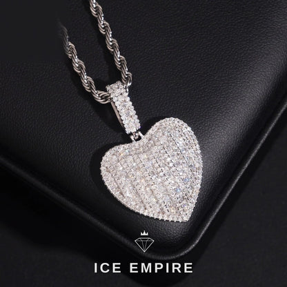Iced Out Heart 925 Silver Moissanite Pendant