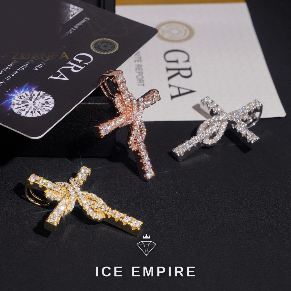 Iced Out Cross 925 Silver Pendant