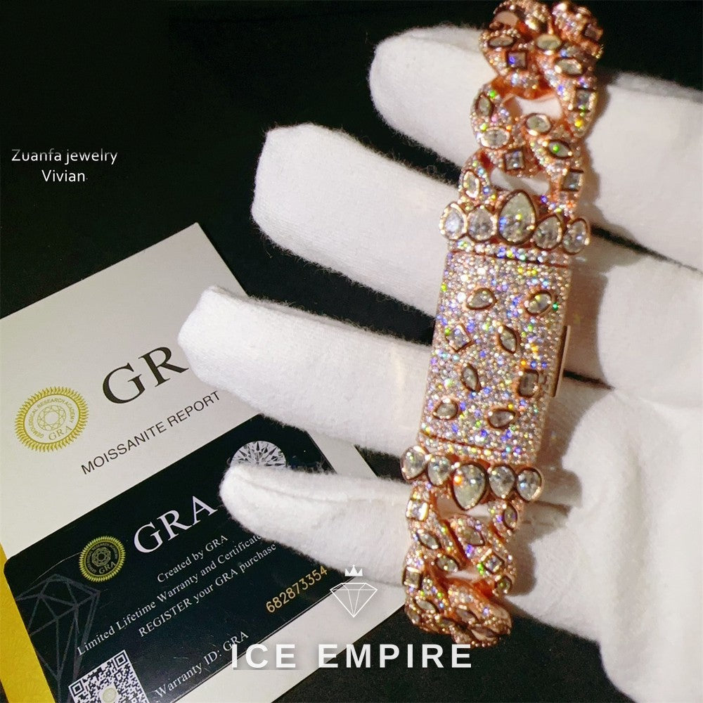 Iced Out 925 Silver Moissanite Cuban Chain
