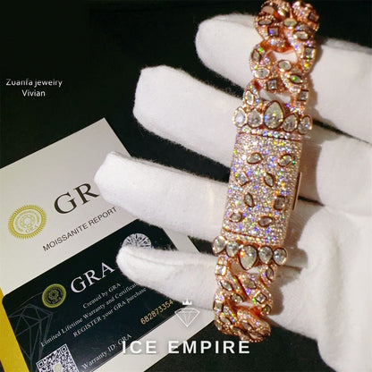 Iced Out 925 Silver Moissanite Cuban Chain