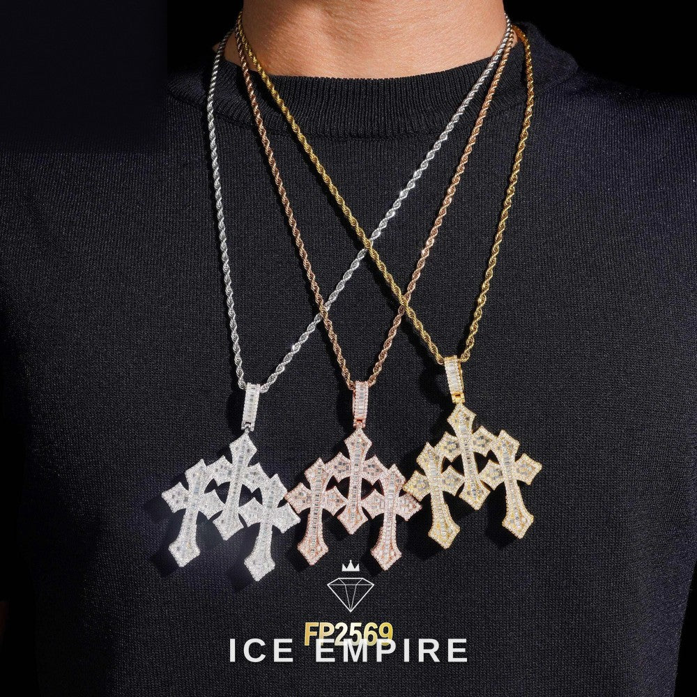 Iced Out Baguette 925 Silver Moissanite Pendant