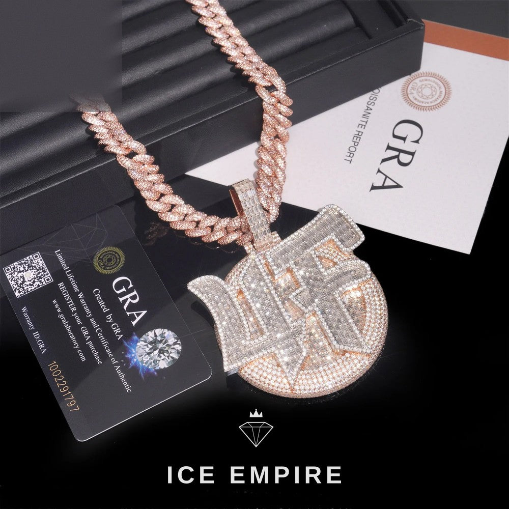 Iced Out Baguette 925 Silver Pendant