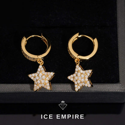 Iced Out Gold Plated Moissanite Hoop Earrings
