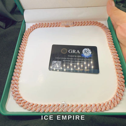 Iced Out Rose Gold Plated Moissanite Cuban Chain