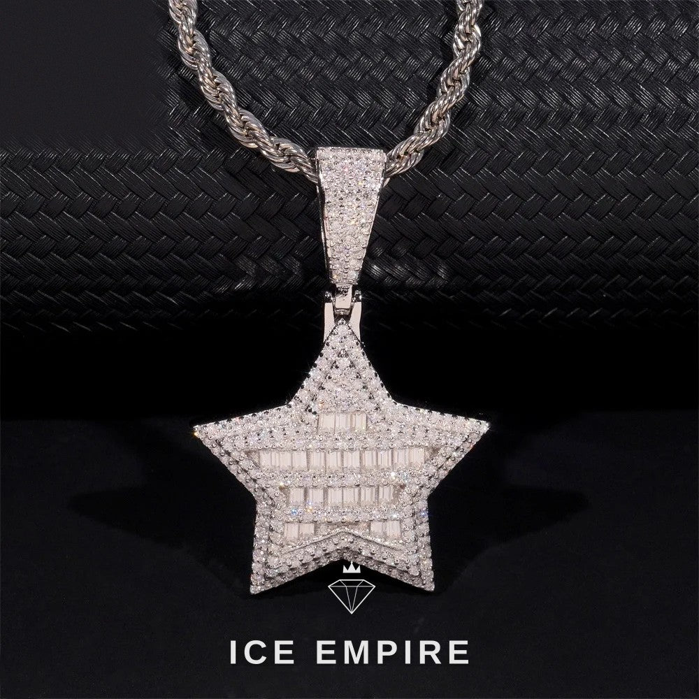 Iced Out Baguette Rose Gold Plated Moissanite Pendant