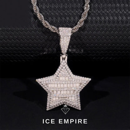 Iced Out Baguette Rose Gold Plated Moissanite Pendant