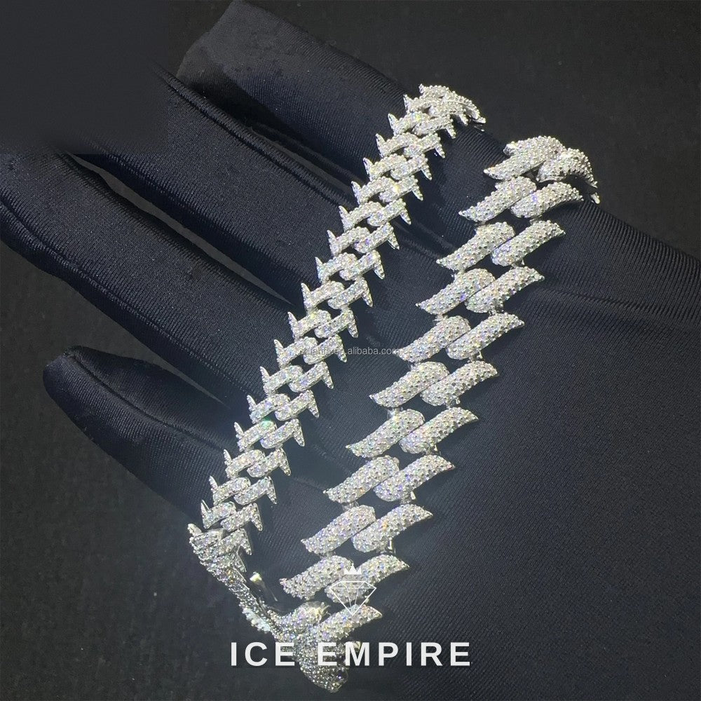 Iced Out 925 Silver Moissanite Cuban Chain