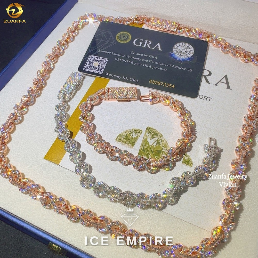 Iced Out Rose Gold Plated Moissanite Cuban Chain