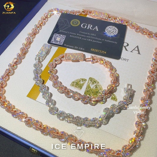 Iced Out Rose Gold Plated Moissanite Cuban Chain