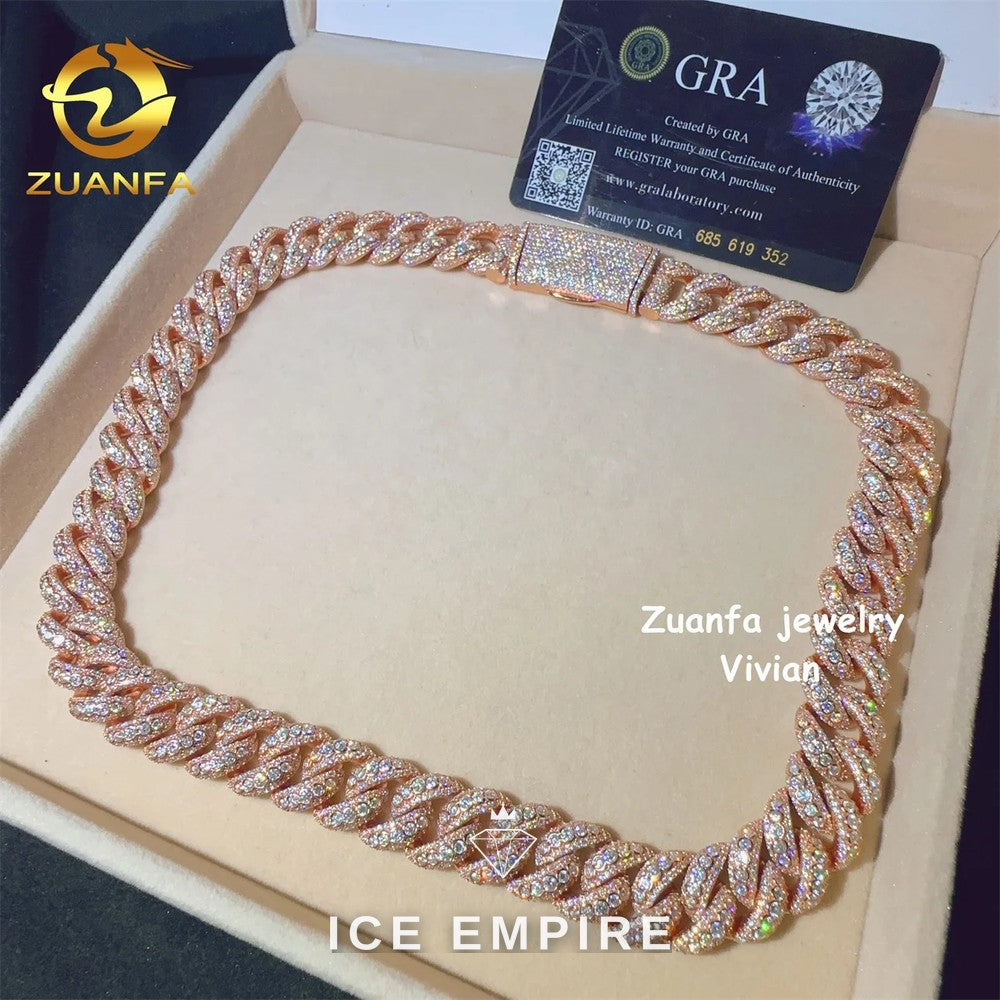 Iced Out Rose Gold Plated Moissanite Cuban Chain